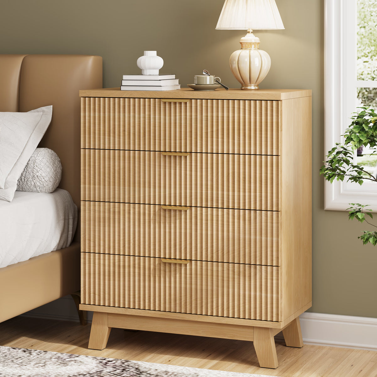 Linear Fluted 4-Drawer Nightstand