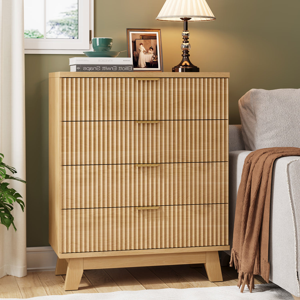 Linear Fluted 4-Drawer Nightstand