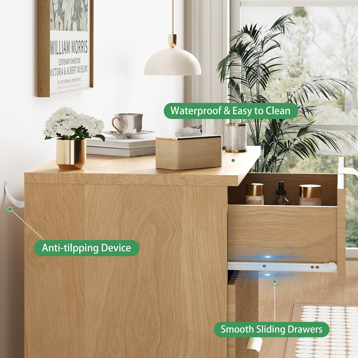 Linear Fluted 4-Drawer Nightstand