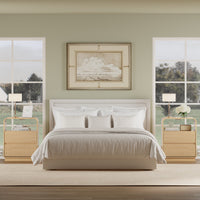 Anymaple Linea Oak fluted nightstand with charging station product size dimensions, 22"W x 16"D x 28"H
