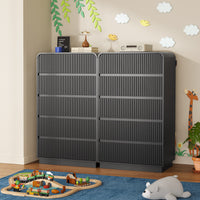 Anymaple Linea Black fluted 5-drawer tall dresser modern bedroom storage detail