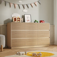 Mother and baby enjoying a clean and organized nursery with our premium oak wood dresser