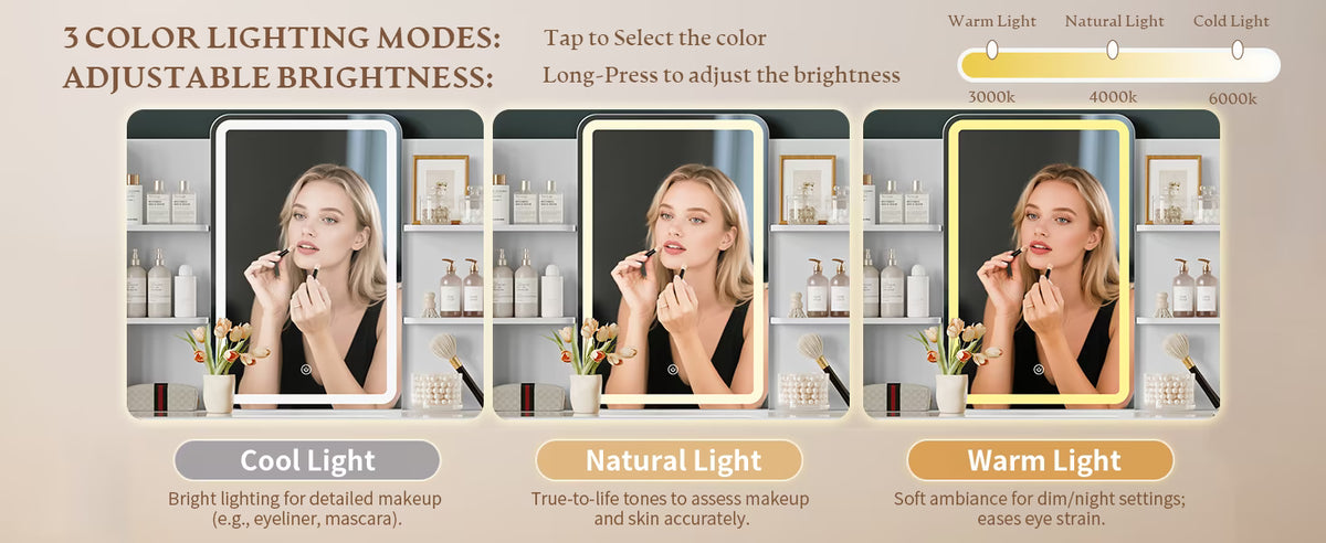 LED Mirror with 3 Color Modes