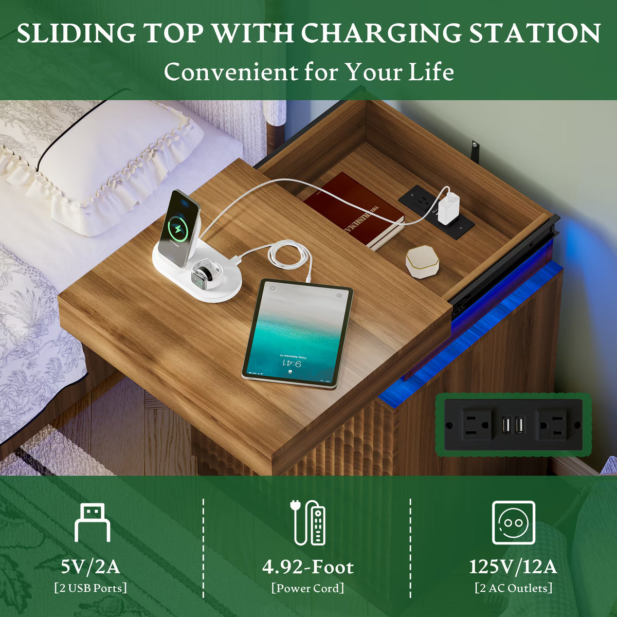 Linear LED Nightstand