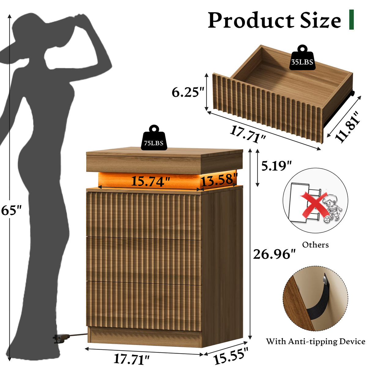 Linear LED Nightstand