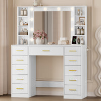 HLG166 Vanity Desk With HD Lighted Mirror and Lights