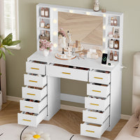 HLG166 Vanity Desk With HD Lighted Mirror and Lights