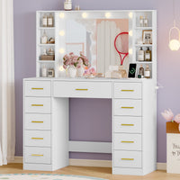 HLG166 Vanity Desk With HD Lighted Mirror and Lights