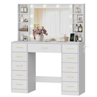 HLG166 Vanity Desk With HD Lighted Mirror and Lights