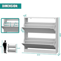 Detailed dimensions of the white narrow shoe cabinet. This slim shoe cabinet is perfectly sized to fit in tight hallways and compact entryways without sacrificing space.