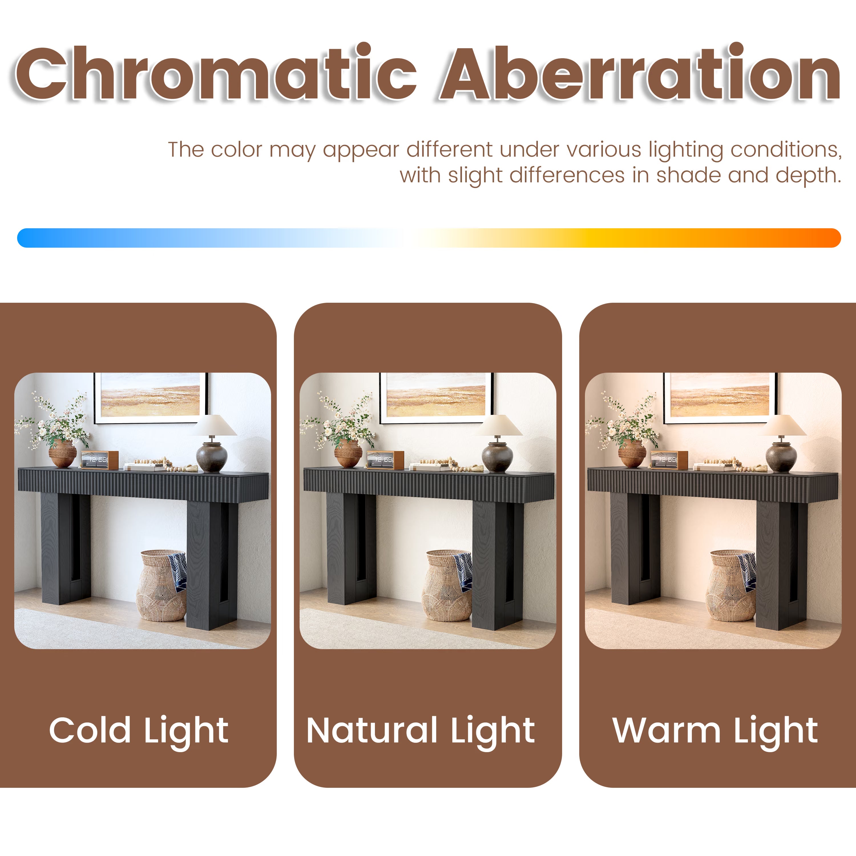 Anymaple HLG193 Black 63 inch fluted console table, color comparison chart for modern console table finishes