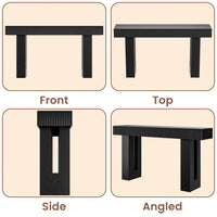 Anymaple HLG193 Black 63 inch fluted console table, multi angle structure view showing front side top and leg details