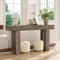 Anymaple HLG193 Gray 63 inch fluted console table, behind couch sofa table layout for living room storage and display