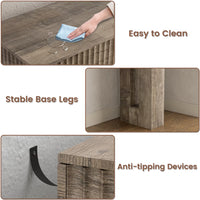 Anymaple HLG193 Gray 63 inch fluted console table, detail view with easy clean surface stable legs and anti tip hardware