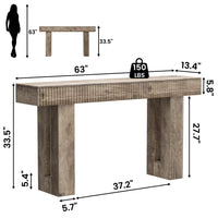 Anymaple HLG193 Gray 63 inch fluted console table, long narrow console table styled in a living space