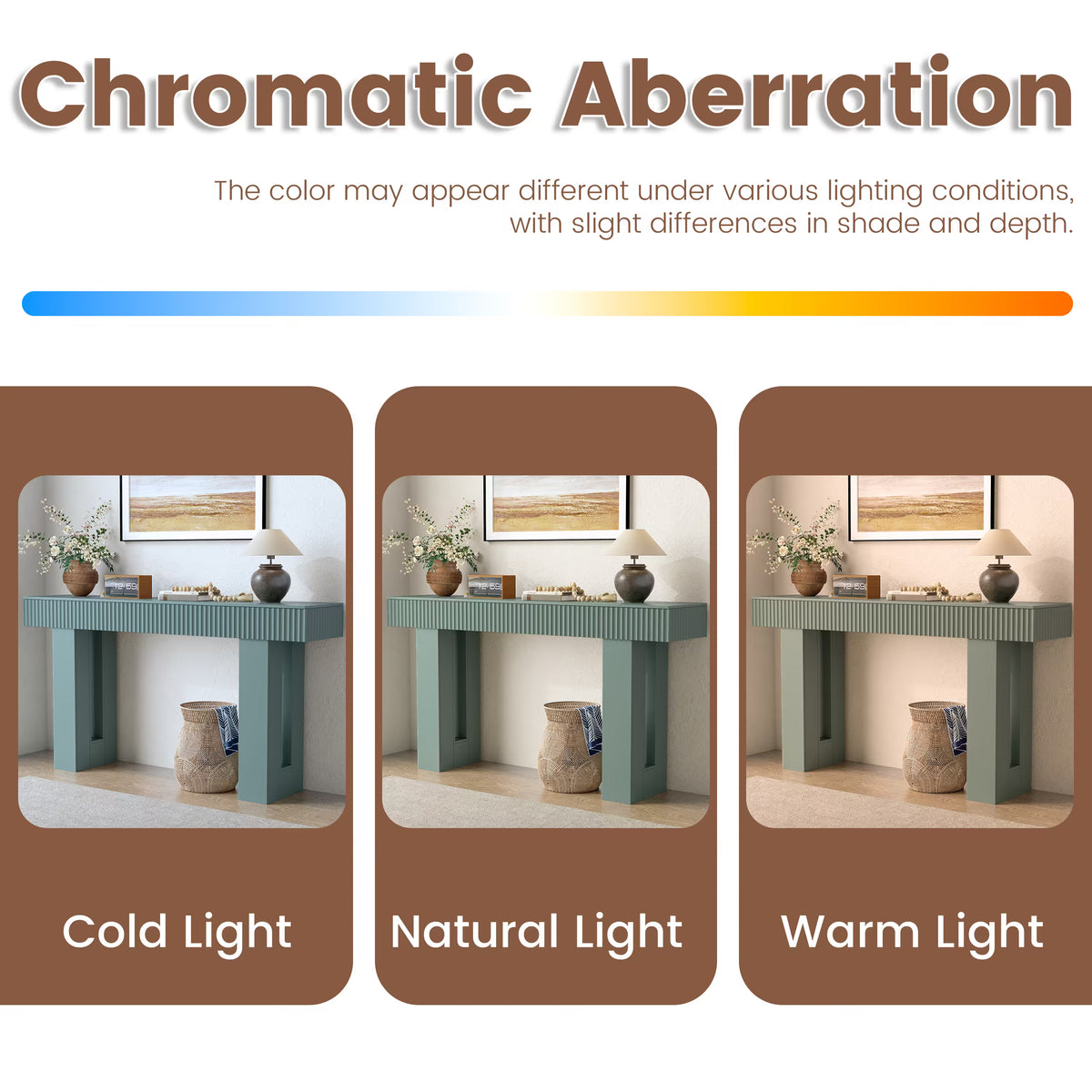 Anymaple HLG193 Green 63 inch fluted console table, color comparison chart for modern console table finishes