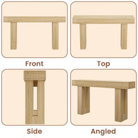 Anymaple HLG193 Oak 63 inch fluted console table, multi angle structure view showing front side top and leg details