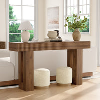 Anymaple HLG193 Walnut 63 inch fluted console table, behind couch sofa table layout for living room storage and display