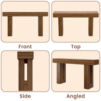Anymaple HLG193 Walnut 63 inch fluted console table, multi angle structure view showing front side top and leg details