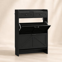 Anymaple Newport Black 2-door shoe cabinet, 2-door shoe cabinet for entryway shoe storage
