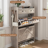 Anymaple Newport Gray 2-door shoe cabinet, adjustable panels for flexible shoe organization