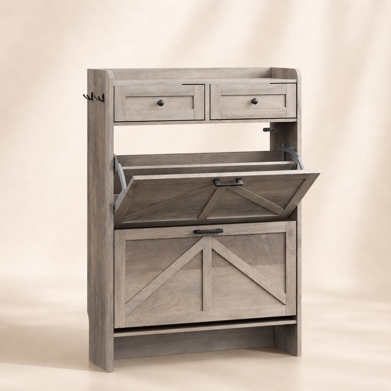 Anymaple Newport Gray 2-door shoe cabinet, 2-door shoe cabinet for entryway shoe storage