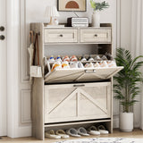 Anymaple Newport Gray 2-door shoe cabinet, narrow shoe cabinet styled for hallway foyer or apartment entryway
