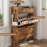 Anymaple Newport Brown 2-door shoe cabinet, hidden shoe storage that keeps footwear out of sight and reduces clutter