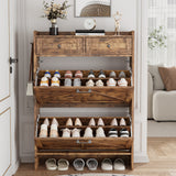 Anymaple Newport Brown 2-door shoe cabinet, stable farmhouse style cabinet detail for daily home use