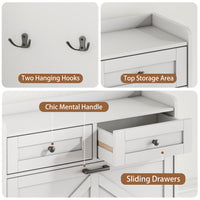Anymaple Newport White 2-door shoe cabinet, hidden shoe storage that keeps footwear out of sight and reduces clutter