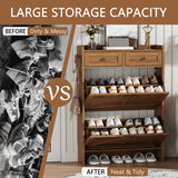 Anymaple Newport Walnut 2-door shoe cabinet, adjustable panels for flexible shoe organization