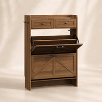 Anymaple Newport Walnut 2-door shoe cabinet, 2-door shoe cabinet for entryway shoe storage