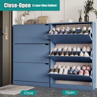 Anymaple Crestline Blue 3-door shoe cabinet, hidden shoe storage cabinet that reduces clutter and dust