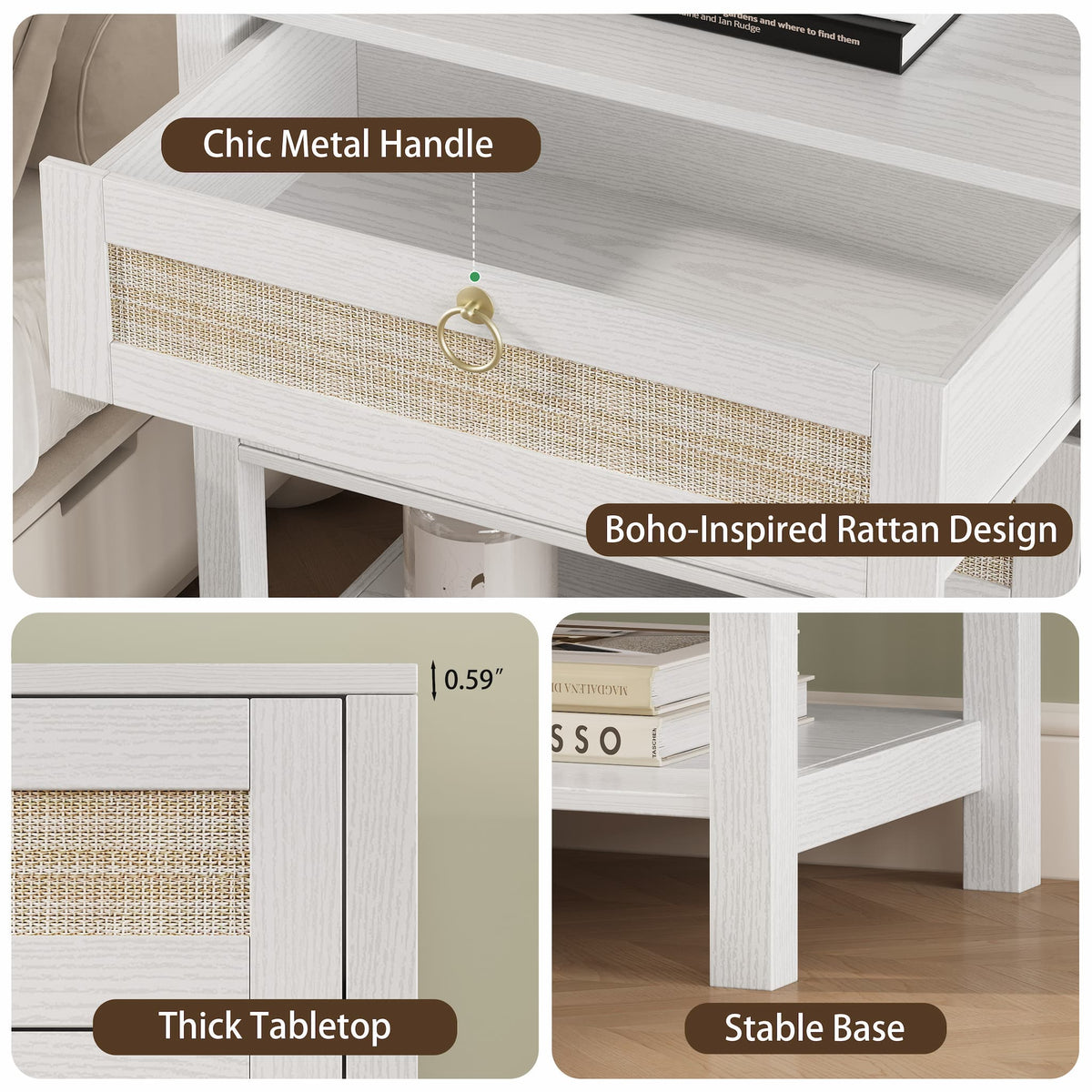 Rattan Nightstand Set of 2