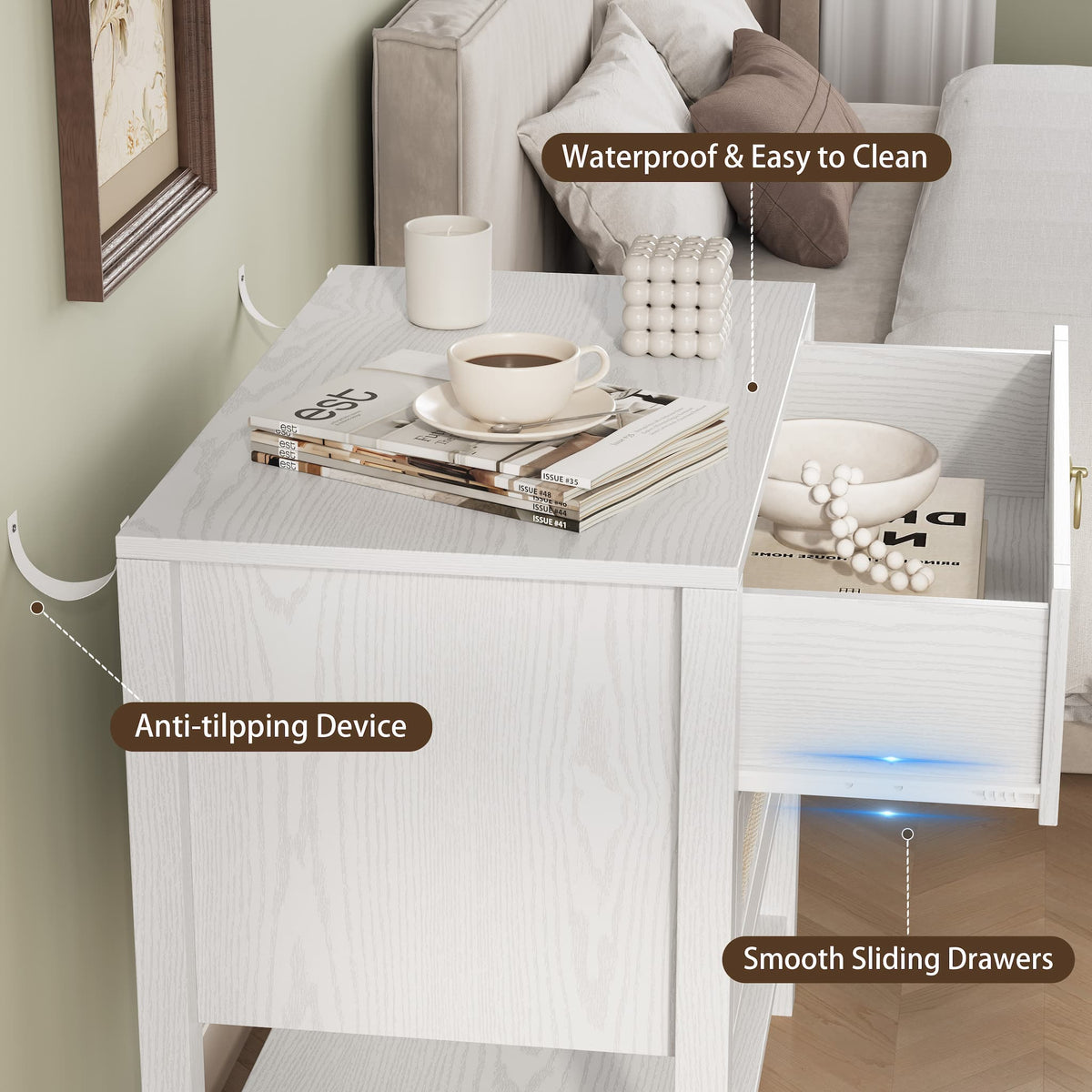 Rattan Nightstand Set of 2