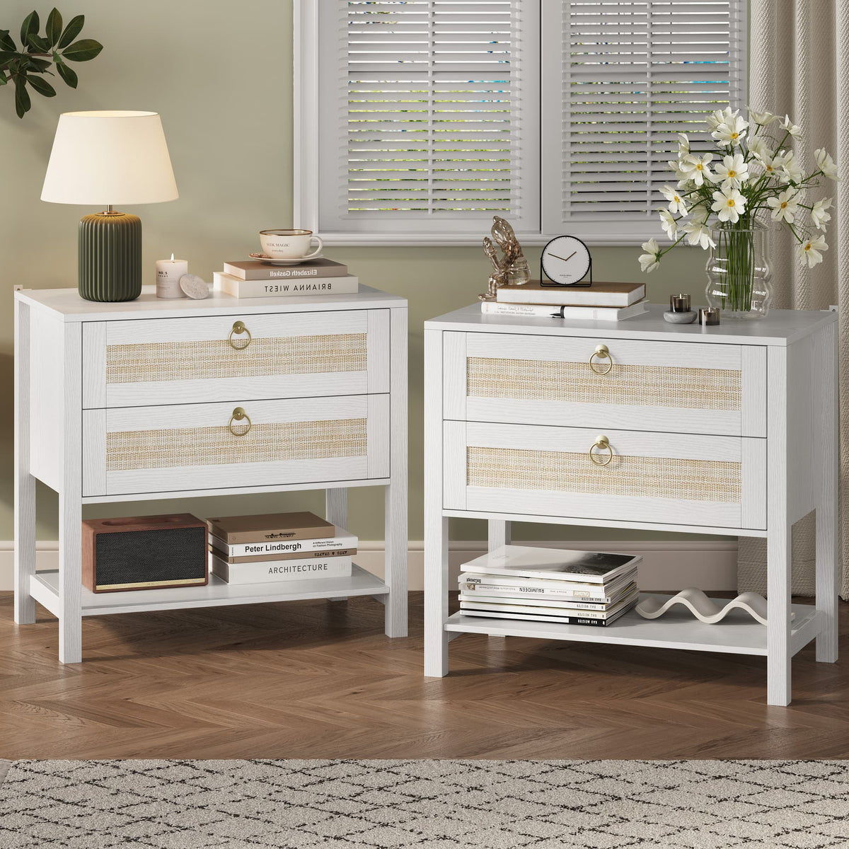 Rattan Nightstand Set of 2