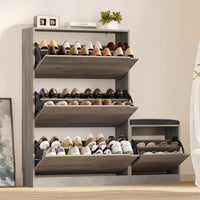 Anymaple Crestline Gray 3 drawer shoe cabinet with bench, 3 drawer shoe cabinet with bench for entryway shoe storage