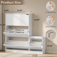 Anymaple Crestline White 3 drawer shoe cabinet with bench, padded bench seat with shoe storage for changing shoes