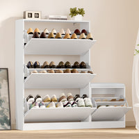 Anymaple Crestline White 3 drawer shoe cabinet with bench, 3 drawer shoe cabinet with bench for entryway shoe storage