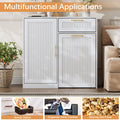 Anymaple Linea 13 Gallons Pull Out Trash Can Cabinet with Storage White trash cabinet, lifestyle room view