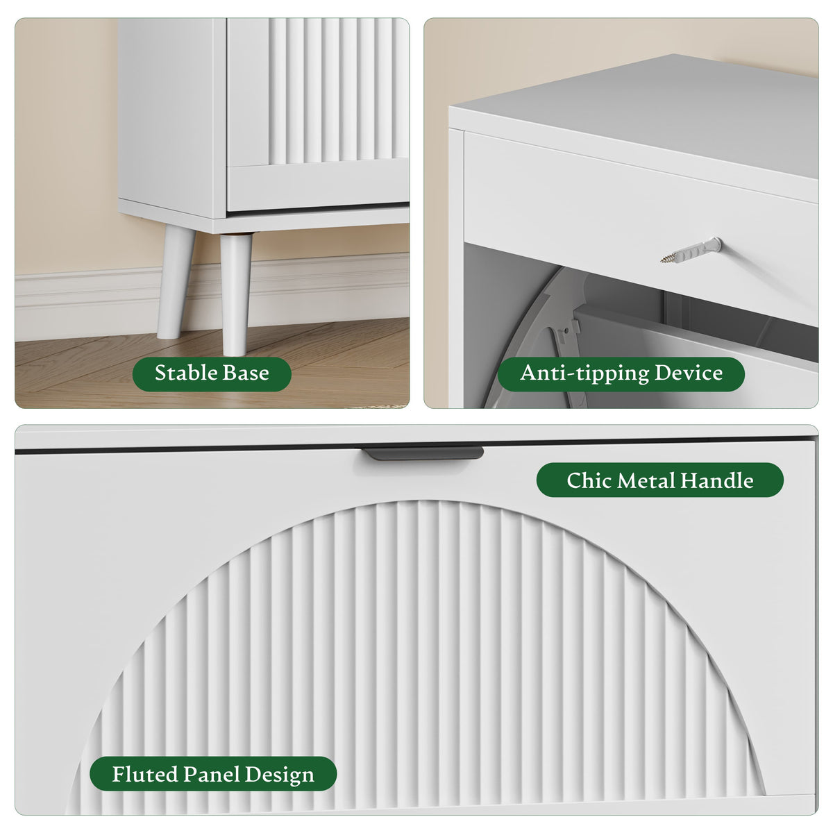 Linea Shoe Storage Cabinet with 2 Flip Drawers