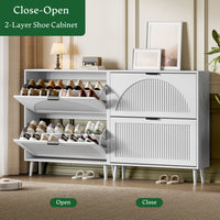 Linea Shoe Storage Cabinet with 2 Flip Drawers