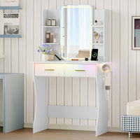 HLG233 Vanity Desk With HD Lighted Mirror and Lights