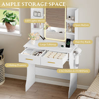 HLG233 Vanity Desk With HD Lighted Mirror and Lights