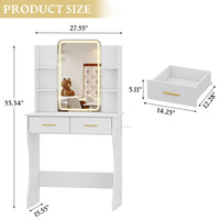 HLG233 Vanity Desk With HD Lighted Mirror and Lights