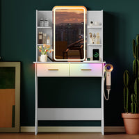 HLG233 Vanity Desk With HD Lighted Mirror and Lights