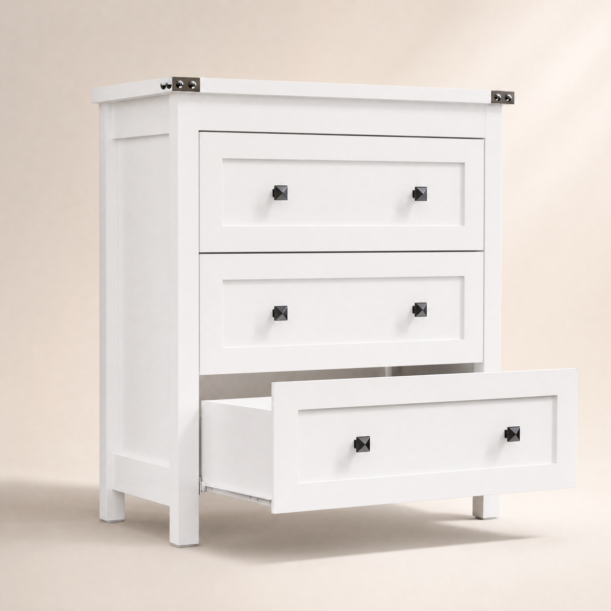 Sierra White 3-Drawer Dresser | Modern Farmhouse Accent Chest-White - main product image