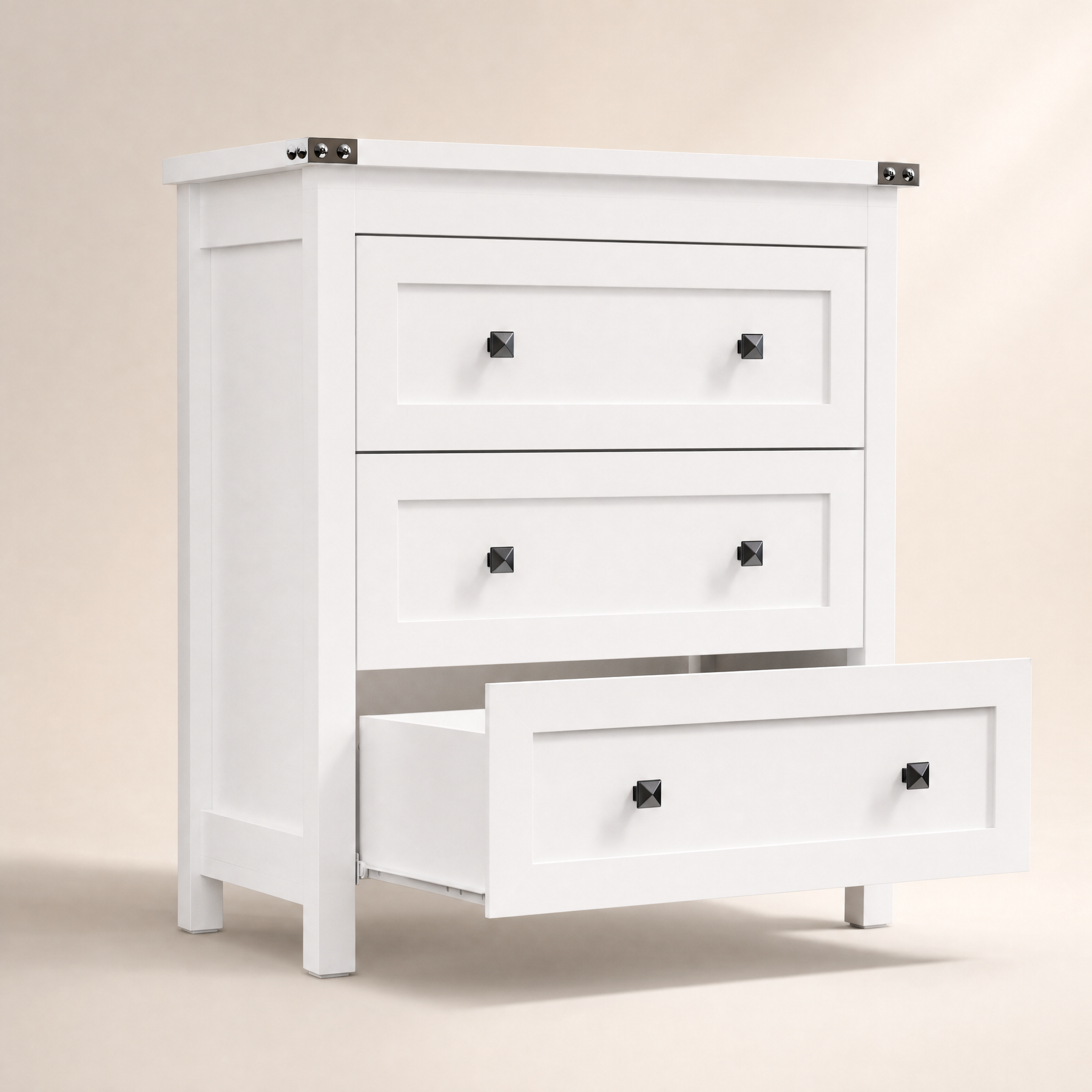 Sierra White 3-Drawer Dresser | Modern Farmhouse Accent Chest-White - main product image