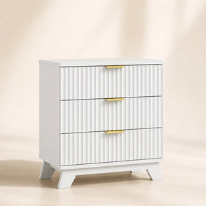 Linear Fluted 3-Drawer Nightstand
