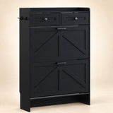 Newport 2-door shoe cabinet, closed front view, Black
